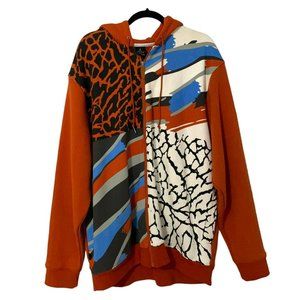 Vintage Jordan Hoodie Mens Orange Full Zip Sweatshirt Cement  Logo Size XXL